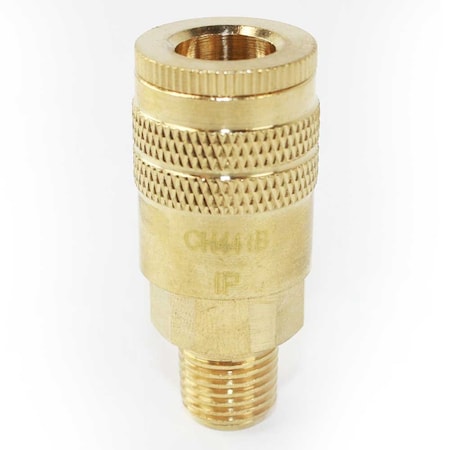 1/4 Inch Industrial Brass Coupler X 1/4 Inch Male NPT - 6 Ball + Low Profile